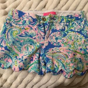 Lilly Pulitzer High Waist Floral Shorts - Blue, Pink, Green